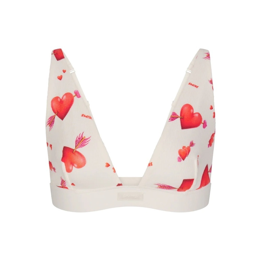LIMITED EDITION SKIMS | Plunge Cotton Bralette Marble Heart And Arrow | Size L - Picture 2 of 11